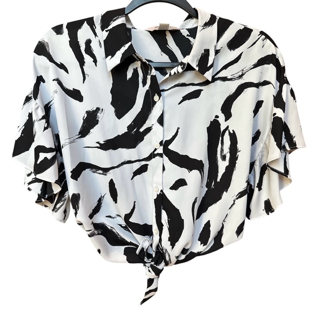 Nine West Monochrome Abstract Blouse